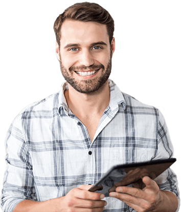 Homme dans site web pour Cliniques Santé